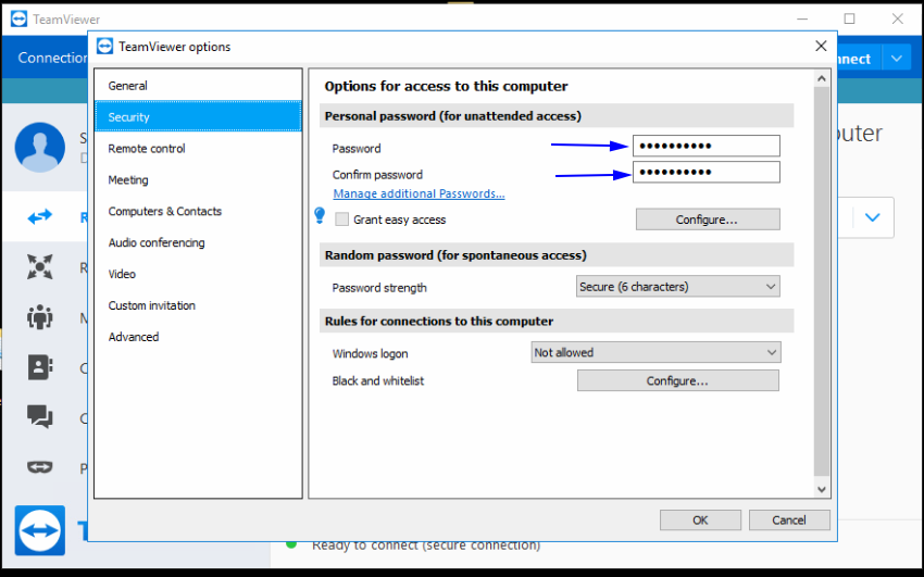 teamviewer 14 how to configure unattended access