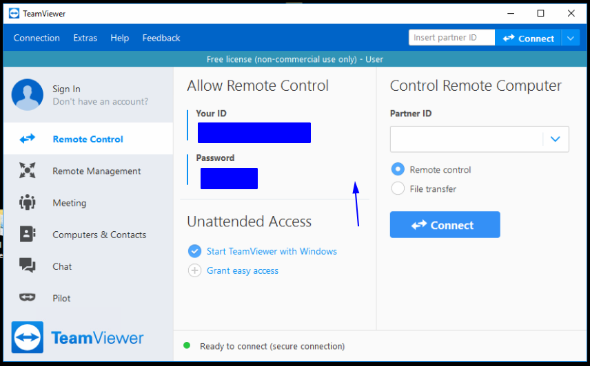 teamviewer setting up unattended access